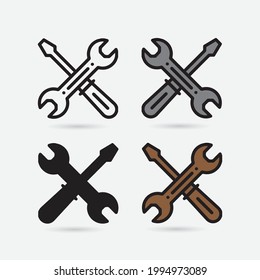 Tools-Symbole. Große Vektorgrafik für Social Media, Business, Corporate, Web, Bau, Reparatur, Online-Shop, Computer usw.