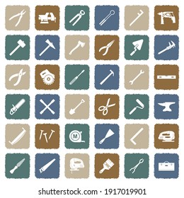 Tools Icons. Grunge Color Flat Design. Vector Illustration.