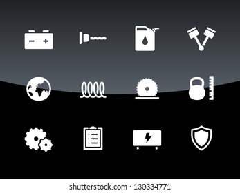 Tools icons on black background. Vector illustration.