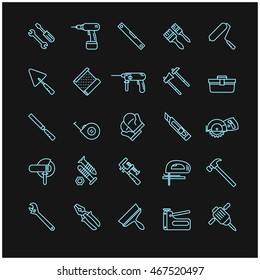 tools icons on a black background