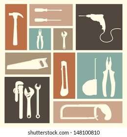 tools icons over pink background vector illustration 