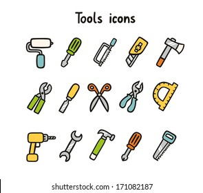 Tools icons set of 15 items