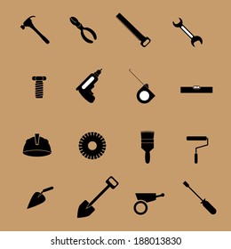 Tools icons set black and white