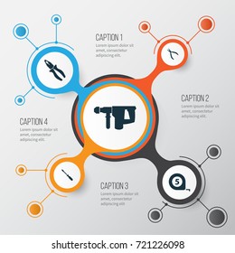 Tools Icons Set. Collection Of Meter, Hammer, Round Pliers And Other Elements. Also Includes Symbols Such As Tool, Hammer, Clamp.
