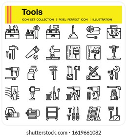 Tools icons set, design pixel perfect icons set. web design element UI and UX, mobile app
