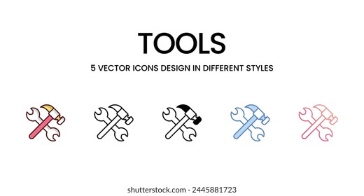 Herramientas iconos establecidos en diferentes estilos Vector ilustración de stock
