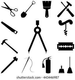 Tools icons set. Flat style Vector illustration