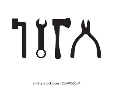 Herramientas iconos establecidos. Colección de signos de instrumentos. Icono simple de herramienta. Ilustración del vector aislada en fondo blanco