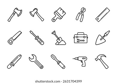 Tools Symbole auf weißem Hintergrund 