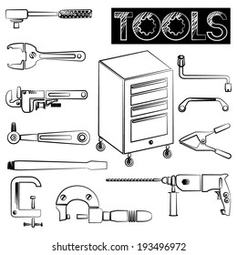 tools icons set, sketch tool icons