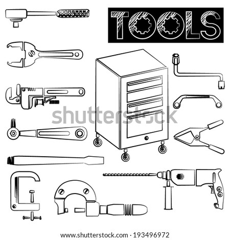 tools icons set, sketch tool icons