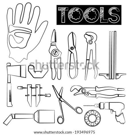 tools icons set, sketch tool icons