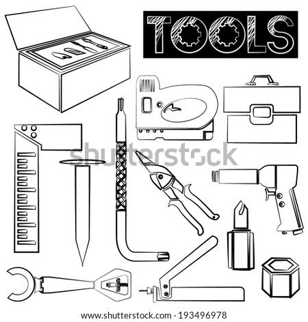 tools icons set, sketch tool icons