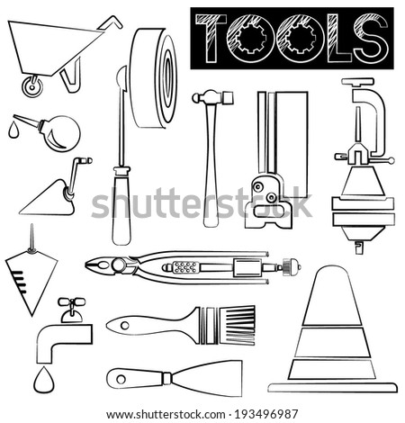 tools icons set, sketch tool icons