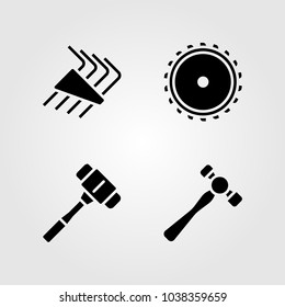 Tools icons set. Vector illustration allen keys, hammer, saw blade and mallet