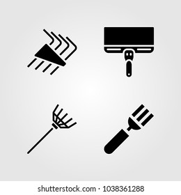 Tools icons set. Vector illustration cutlery, rake, fork and allen keys