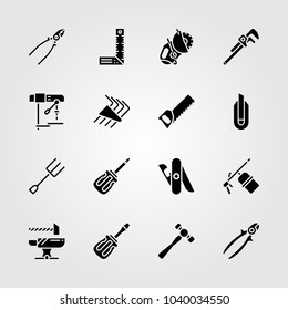 Tools icons set. Vector illustration screwdriver, pliers, hammer and handsaw