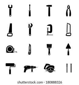 Tools icons set of wrench hammer spanner and screw isolated vector illustration