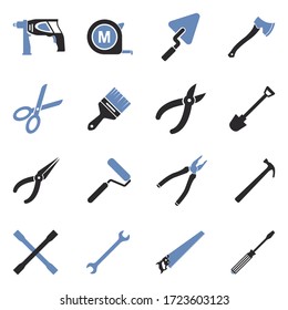 Tools für Symbole. Zwei Tone Flat Design. Vektorgrafik.