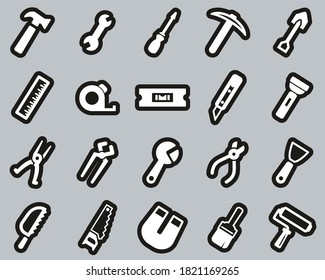 Herramientas Iconos Blancos En Negro Sticker Set Big