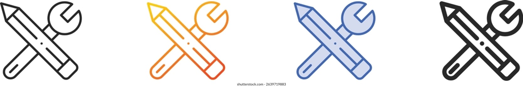 tools icon.Thin Linear, Gradient, Blue Stroke and bold Style Design Isolated On White Background