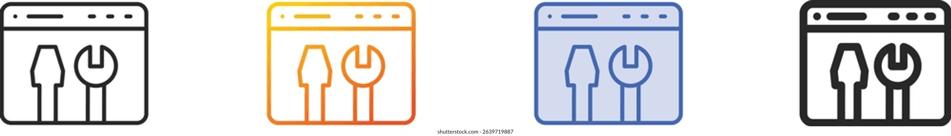 tools icon.Thin Linear, Gradient, Blue Stroke and bold Style Design Isolated On White Background