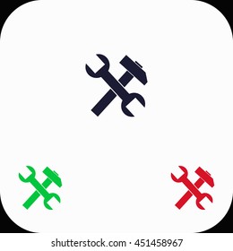 Tools Illustration set. Blue, green, red icon.