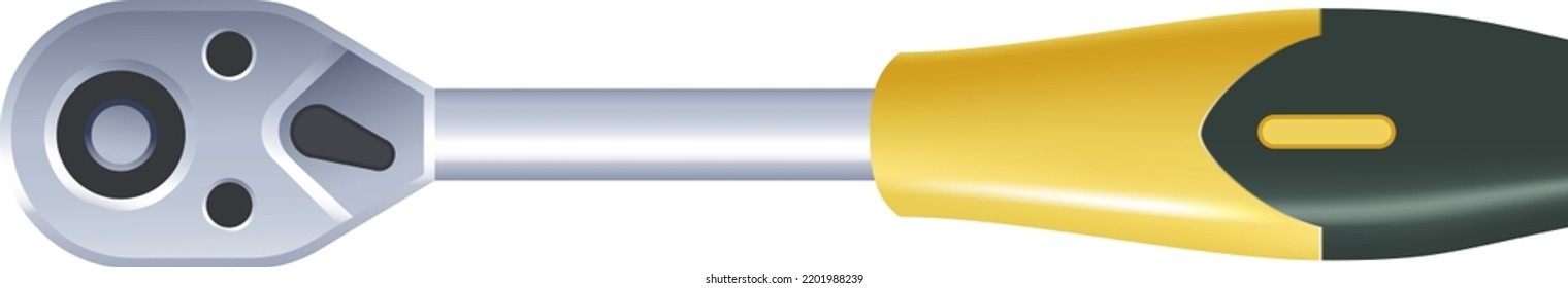 Tools and instruments for fixing and repairing objects at home. Handyman kit, flare nut spanner or torque wrench. Key with plastic handle for comfortable working. Vector in flat style illustration