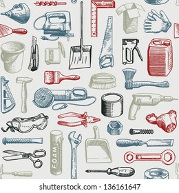 Tools Instruments Seamless Pattern Vector