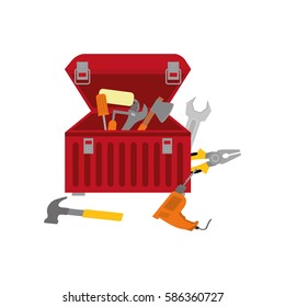 Tools kit box icon vector illustration graphic design
