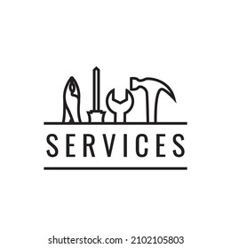 Tools Kit Set Line Services Logo Design Vector Graphic Symbol Icon Illustration Creative Idea