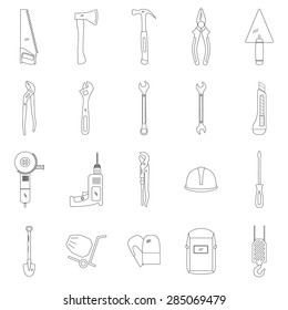 Tools line icon set, vector illustration