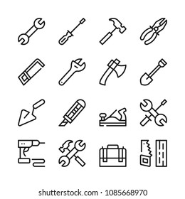 Tools line icons set. Modern graphic design concepts, simple outline elements collection. Vector line icons