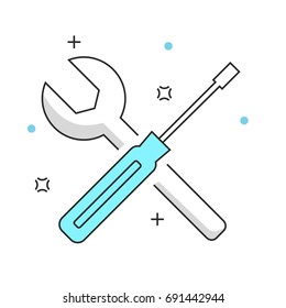 Tools line icons, vector illustration