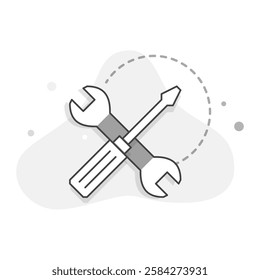 Tools and Maintenance Icon – A vector illustration of a wrench and screwdriver crossed, symbolizing tools, repair, settings, or maintenance.