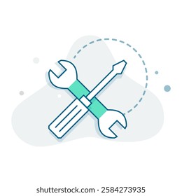 Tools and Maintenance Icon – A vector illustration of a wrench and screwdriver crossed, symbolizing tools, repair, settings, or maintenance.