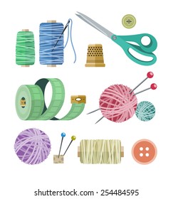 Tools and materials for fancywork. Eps10 vector illustration. Isolated on white background