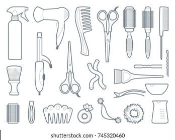 Tools and materials for a hairstyle , creation of hairdresser