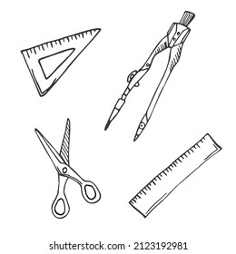 Tools and measure Doodle Icons Sketch Hand Made Design Vector