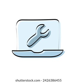 tools. mechanic. work. to fix. metal. broken. the icon. Doodle. vector. black lines. on a white background.