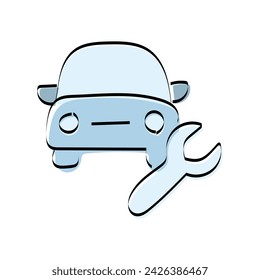tools. mechanic. work. to fix. metal. broken. the icon. Doodle. vector. black lines. on a white background.
