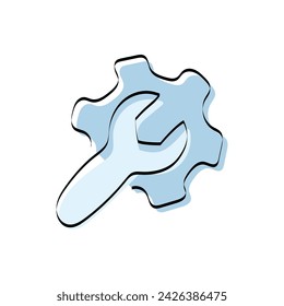 tools. mechanic. work. to fix. metal. broken. the icon. Doodle. vector. black lines. on a white background.