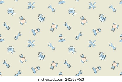 tools. mechanic. work. to fix. metal. broken. seamless pattern. the pattern. the icon. Doodle. vector. black lines. on a white background.