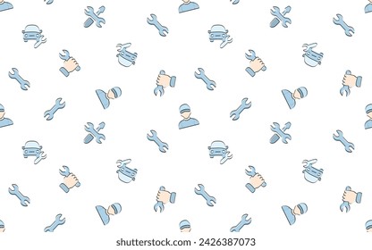 tools. mechanic. work. to fix. metal. broken. seamless pattern. the pattern. the icon. Doodle. vector. black lines. on a white background.