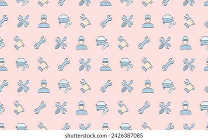 tools. mechanic. work. to fix. metal. broken. seamless pattern. the pattern. the icon. Doodle. vector. black lines. on a white background.