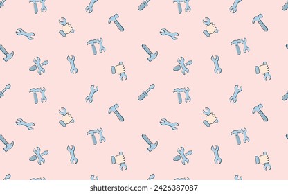 tools. mechanic. work. to fix. metal. broken. seamless pattern. the pattern. the icon. Doodle. vector. black lines. on a white background.