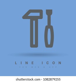 Tools minimal vector icon. Instruments flat line icon for websites and mobile minimalistic flat design.