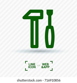 Tools minimal vector icon. Instruments flat line icon for websites and mobile minimalistic flat design.