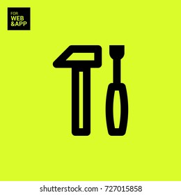 Tools minimal vector icon. Instruments flat line icon for websites and mobile minimalistic flat design.