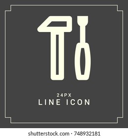 Tools minimal vector icon. Instruments flat line icon for websites and mobile minimalistic flat design.